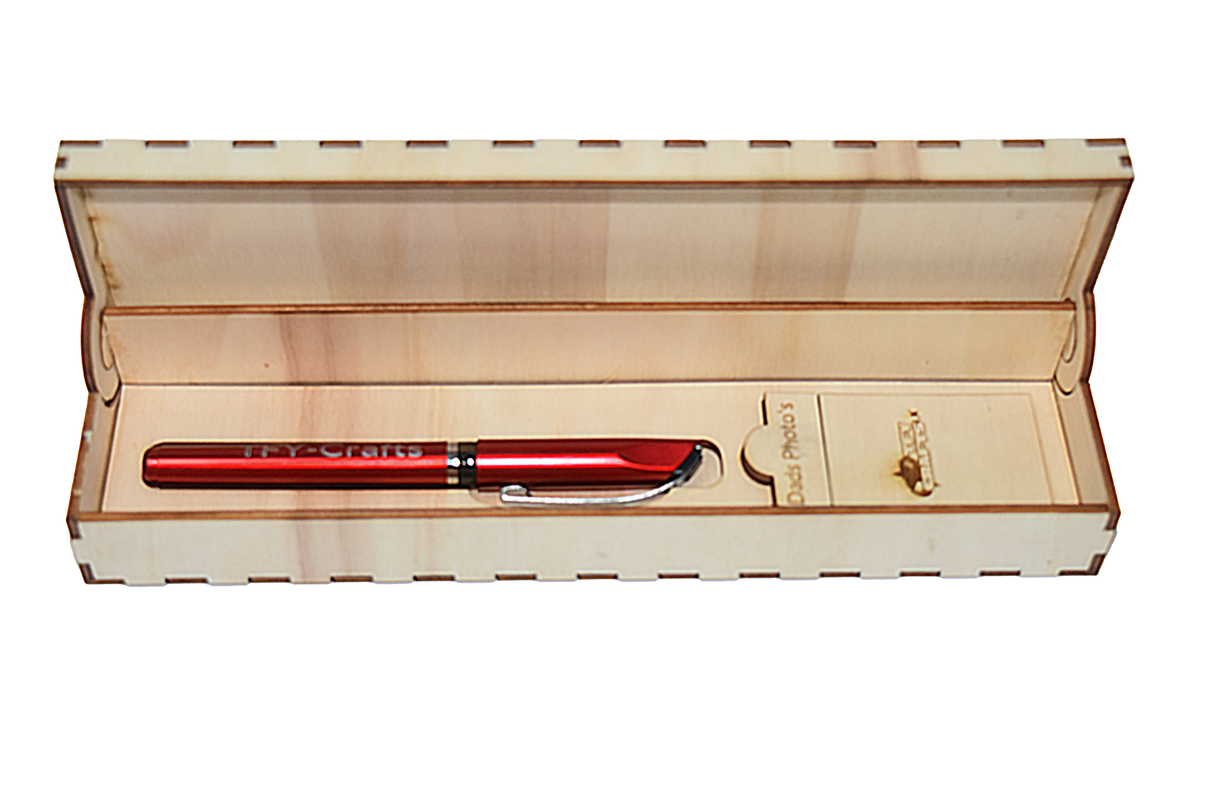 Handcrafted Laser-Cut Wooden Pen and SD Card Case with Custom Engraving