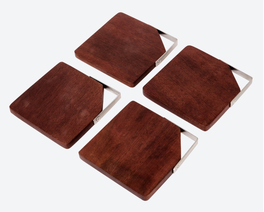 Custom coaster - Wood and metal - 4 set