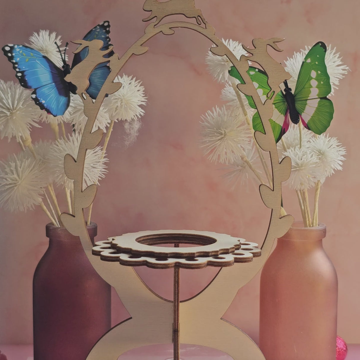 rabbits running through the bush Easter Egg holder